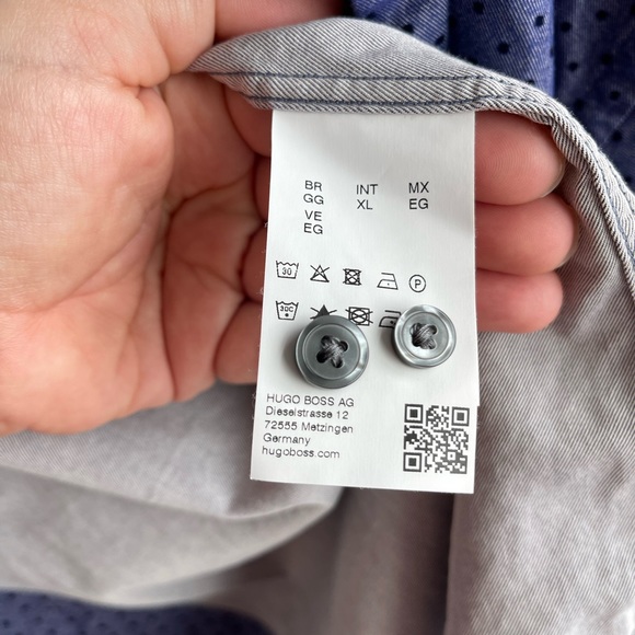 Hugo Boss Ridley Slim Fit Dot Print Mens Dress Shirt XL - Picture 6 of 13